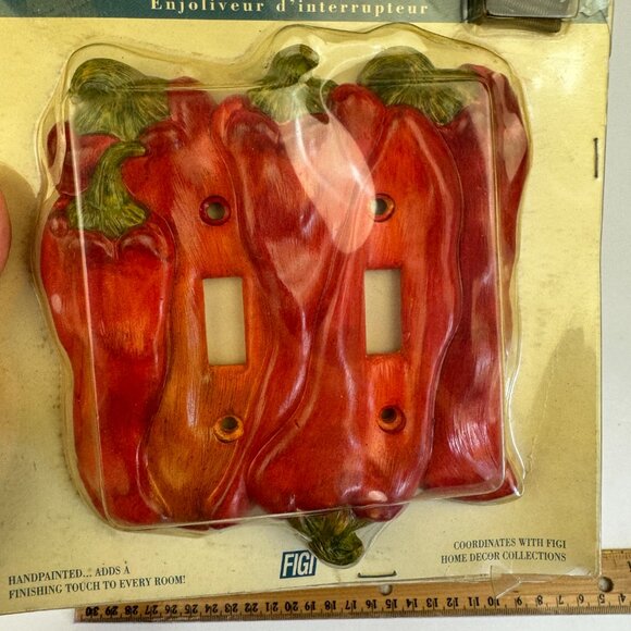 Vtg 2000 Figi Red Chili Double Wall Light Switch Wall Plate Heavy w Screws READ - Picture 8 of 10